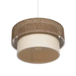 GloboStar® LIVI 203-0175 Μοντέρνο Κρεμαστό Φωτιστικό Καπέλο Μονόφωτο 1 x E27 IP20 Σκούρο Καφέ & Λευκό Ύφασμα - Μ38 x Π38 x Υ95cm - Image 5