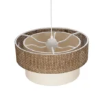 GloboStar® LIVI 203-0175 Μοντέρνο Κρεμαστό Φωτιστικό Καπέλο Μονόφωτο 1 x E27 IP20 Σκούρο Καφέ & Λευκό Ύφασμα - Μ38 x Π38 x Υ95cm - Image 6