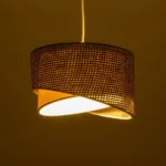 GloboStar® LILI 203-0177 Μοντέρνο Κρεμαστό Φωτιστικό Καπέλο Μονόφωτο 1 x E27 IP20 Σκούρο Καφέ & Μαύρο Ύφασμα - Μ30 x Π30 x Υ95cm - Image 2