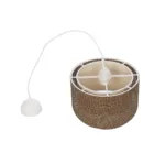 GloboStar® LILI 203-0177 Μοντέρνο Κρεμαστό Φωτιστικό Καπέλο Μονόφωτο 1 x E27 IP20 Σκούρο Καφέ & Μαύρο Ύφασμα - Μ30 x Π30 x Υ95cm - Image 9