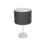 GloboStar® WIZ 203-0179 Μοντέρνο Επιτραπέζιο Φωτιστικό Μονόφωτο 1 x E27 IP20 Ασημί Μέταλλο Με Γκρι Καπέλο- Μ22 x Π22 x Υ36.5cm