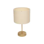 GloboStar® WIZ 203-0180 Μοντέρνο Επιτραπέζιο Φωτιστικό Μονόφωτο 1 x E27 IP20 Χρυσο Μέταλλο Με Μπεζ Καπέλο- Μ22 x Π22 x Υ36.5cm