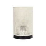 GloboStar® CYLINDER 203-0184 Μοντέρνο Επιτραπέζιο Φωτιστικό Μονόφωτο 1 x E27 IP20 Μαύρη Βάση με Λευκό Διάτρητο Υφασμα - Μ14 x Π14 x Υ21cm - Image 3