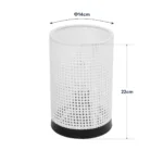 GloboStar® CYLINDER 203-0184 Μοντέρνο Επιτραπέζιο Φωτιστικό Μονόφωτο 1 x E27 IP20 Μαύρη Βάση με Λευκό Διάτρητο Υφασμα - Μ14 x Π14 x Υ21cm - Image 2