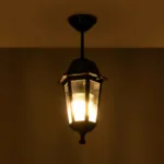 GloboStar® VITRO 203-0189 Vintage Κρεμαστό Φωτιστικό Φαναράκι Μονόφωτο 1 x E27 IP44 Μαύρο Πλαστικό Σώμα - Μ16 x Π16 x Υ48cm - Image 2