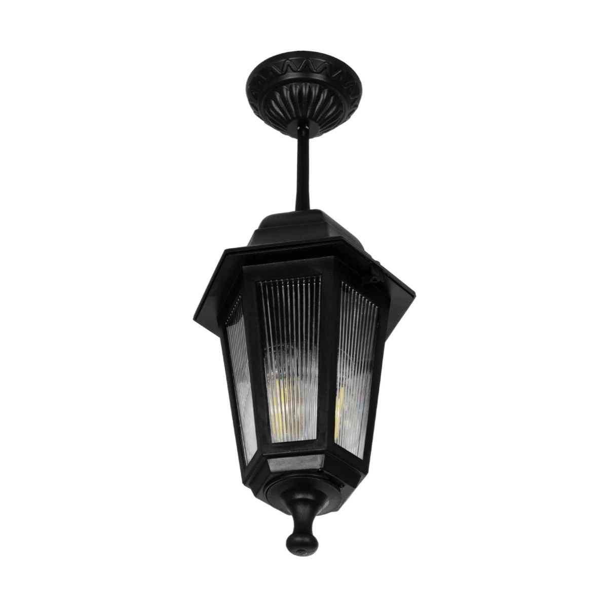 GloboStar® VITRO 203-0189 Vintage Κρεμαστό Φωτιστικό Φαναράκι Μονόφωτο 1 x E27 IP44 Μαύρο Πλαστικό Σώμα - Μ16 x Π16 x Υ48cm - Image 4