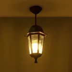 GloboStar® VITRO 203-0194 Vintage Κρεμαστό Φωτιστικό Φαναράκι Μονόφωτο 1 x E27 IP44 Χάλκινο Πλαστικό Σώμα - Μ16 x Π16 x Υ48cm - Image 2