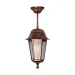 GloboStar® VITRO 203-0194 Vintage Κρεμαστό Φωτιστικό Φαναράκι Μονόφωτο 1 x E27 IP44 Χάλκινο Πλαστικό Σώμα - Μ16 x Π16 x Υ48cm - Image 3