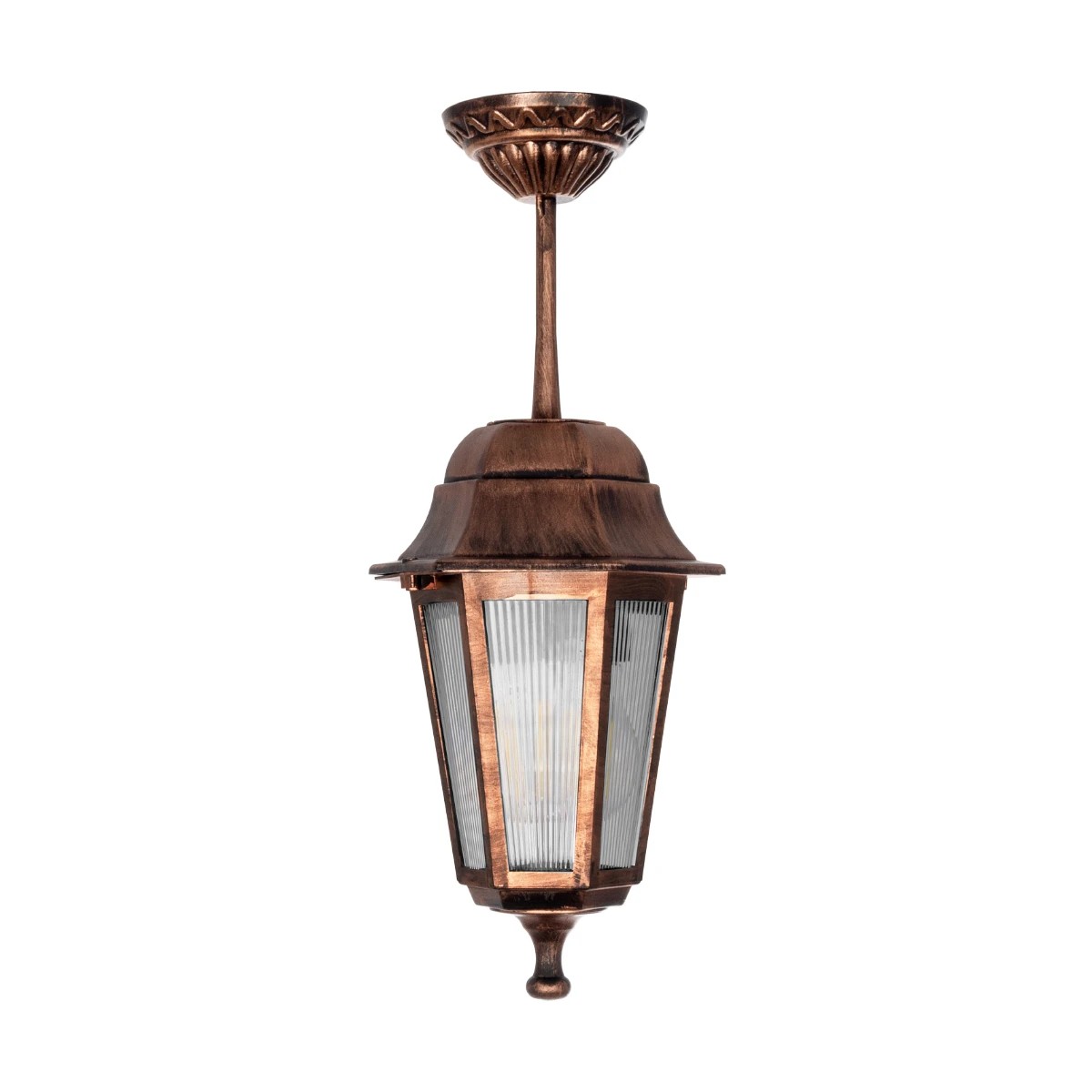 GloboStar® VITRO 203-0194 Vintage Κρεμαστό Φωτιστικό Φαναράκι Μονόφωτο 1 x E27 IP44 Χάλκινο Πλαστικό Σώμα - Μ16 x Π16 x Υ48cm - Image 3