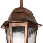 GloboStar® VITRO 203-0194 Vintage Κρεμαστό Φωτιστικό Φαναράκι Μονόφωτο 1 x E27 IP44 Χάλκινο Πλαστικό Σώμα - Μ16 x Π16 x Υ48cm - Image 6