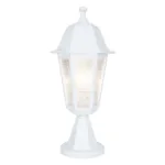 GloboStar® VITRO 203-0200 Vintage Επιδαπέδιο Φωτιστικό Φαναράκι Μονόφωτο 1 x E27 IP44 Λευκό Πλαστικό Σώμα - Μ16 x Π16 x Υ39cm