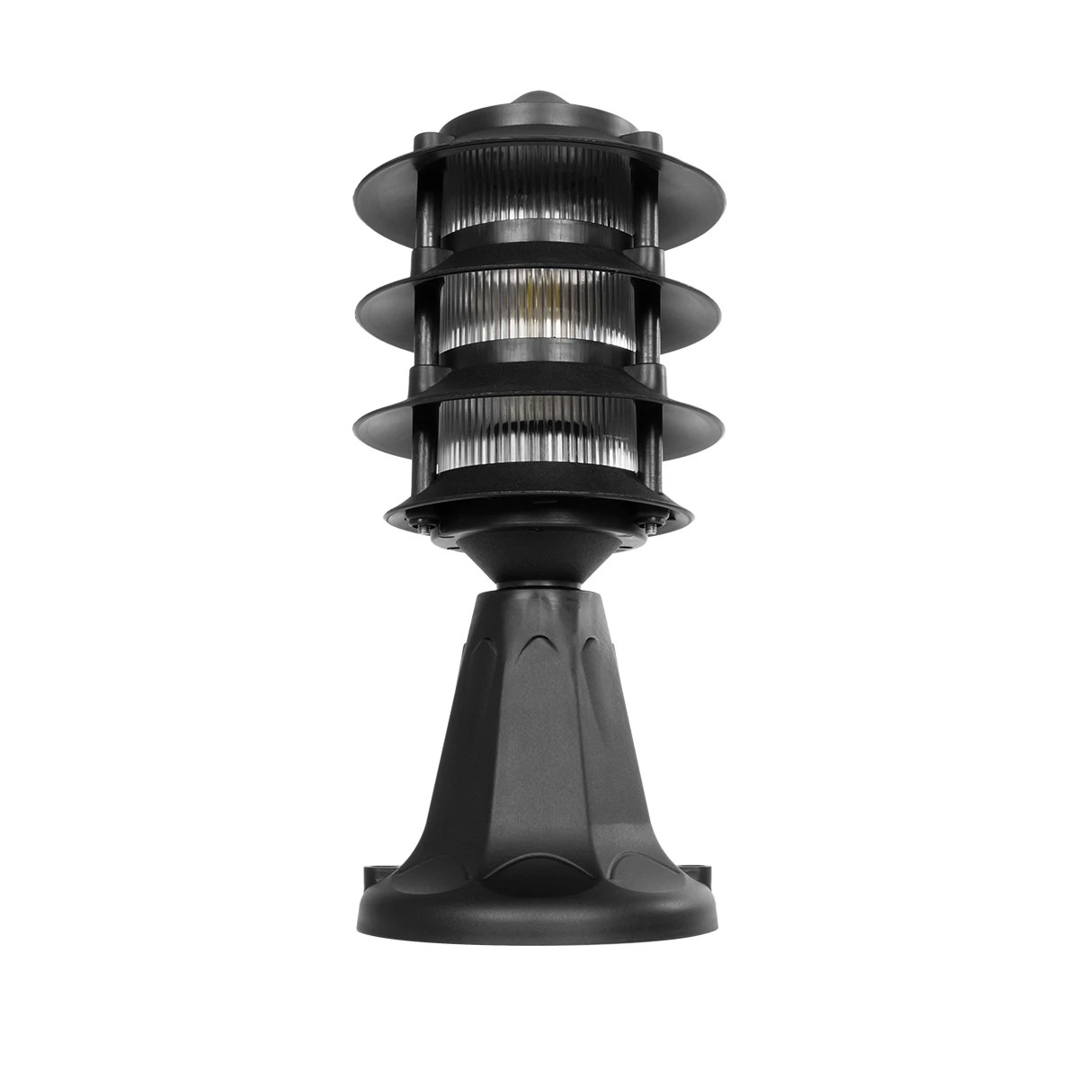 GloboStar® LANTERNA 203-0243 Μοντέρνο Επιδαπέδιο Φωτιστικό Φαναράκι Μονόφωτο 1 x E27 IP44 Μαύρο Πλαστικό Σώμα - Μ16 x Π16 x Υ35cm - Image 4