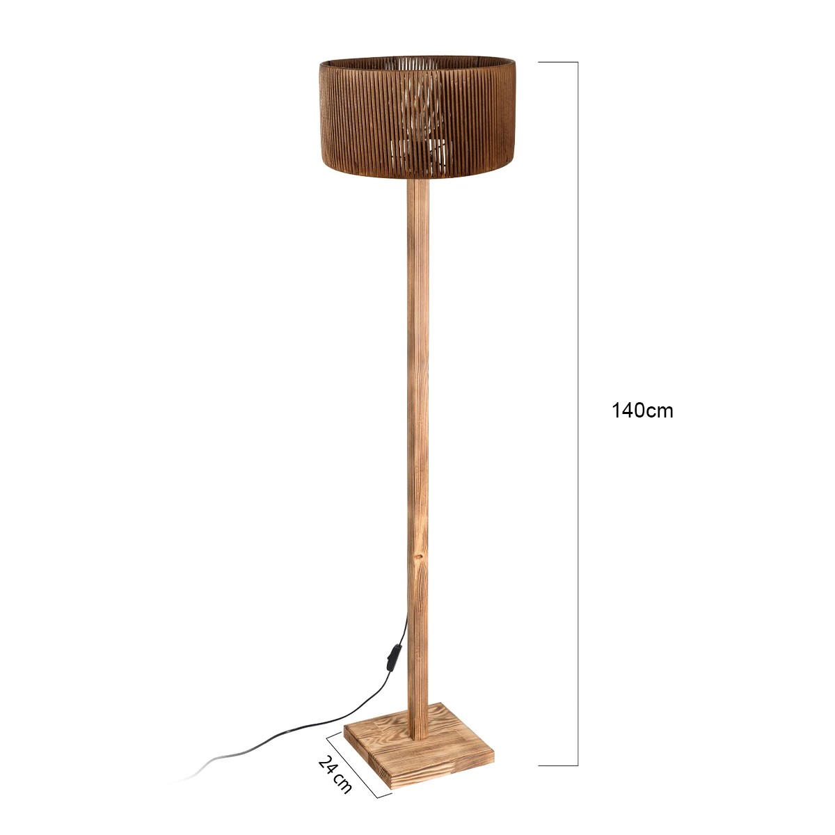 GloboStar® HOLZ 203-0252 Μοντέρνο Επιδαπέδιο Φωτιστικό Μονόφωτο 1 x E27 IP20 Μπέζ Ξύλο - Μ30 x Π30 x Y140cm - Image 2