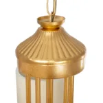 GloboStar® TRITON 203-0254 Vintage Κρεμαστό Φωτιστικό Καπέλο Πολύφωτο 5 x E27 IP20 Χρυσό Μέταλλο με Μπέζ Ύφασμα - Μ50 x Π50 x Υ48cm - Image 9