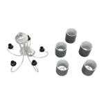 GloboStar® TRITON 203-0255 Vintage Κρεμαστό Φωτιστικό Καπέλο Πολύφωτο 5 x E27 IP20 Ασημί Μέταλλο με Γκρί Ύφασμα - Μ50 x Π50 x Υ48cm - Image 11