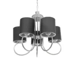 GloboStar® TRITON 203-0255 Vintage Κρεμαστό Φωτιστικό Καπέλο Πολύφωτο 5 x E27 IP20 Ασημί Μέταλλο με Γκρί Ύφασμα - Μ50 x Π50 x Υ48cm