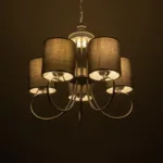GloboStar® TRITON 203-0255 Vintage Κρεμαστό Φωτιστικό Καπέλο Πολύφωτο 5 x E27 IP20 Ασημί Μέταλλο με Γκρί Ύφασμα - Μ50 x Π50 x Υ48cm - Image 2