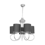 GloboStar® TRITON 203-0255 Vintage Κρεμαστό Φωτιστικό Καπέλο Πολύφωτο 5 x E27 IP20 Ασημί Μέταλλο με Γκρί Ύφασμα - Μ50 x Π50 x Υ48cm - Image 3