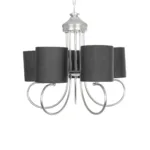 GloboStar® TRITON 203-0255 Vintage Κρεμαστό Φωτιστικό Καπέλο Πολύφωτο 5 x E27 IP20 Ασημί Μέταλλο με Γκρί Ύφασμα - Μ50 x Π50 x Υ48cm - Image 4