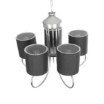 GloboStar® TRITON 203-0255 Vintage Κρεμαστό Φωτιστικό Καπέλο Πολύφωτο 5 x E27 IP20 Ασημί Μέταλλο με Γκρί Ύφασμα - Μ50 x Π50 x Υ48cm - Image 6