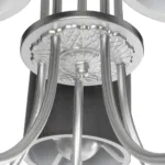 GloboStar® TRITON 203-0255 Vintage Κρεμαστό Φωτιστικό Καπέλο Πολύφωτο 5 x E27 IP20 Ασημί Μέταλλο με Γκρί Ύφασμα - Μ50 x Π50 x Υ48cm - Image 7