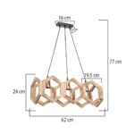 GloboStar® DRURI 203-0256 Vintage Κρεμαστό Φωτιστικό Γεωμετρικό Σχήμα Τρίφωτο 3 x E27 Μπεζ Ξύλο - Μ38 x Π38 x Υ120cm - Image 9