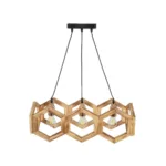 GloboStar® DRURI 203-0256 Vintage Κρεμαστό Φωτιστικό Γεωμετρικό Σχήμα Τρίφωτο 3 x E27 Μπεζ Ξύλο - Μ38 x Π38 x Υ120cm - Image 4