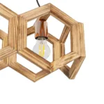 GloboStar® DRURI 203-0256 Vintage Κρεμαστό Φωτιστικό Γεωμετρικό Σχήμα Τρίφωτο 3 x E27 Μπεζ Ξύλο - Μ38 x Π38 x Υ120cm - Image 5