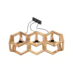 GloboStar® DRURI 203-0256 Vintage Κρεμαστό Φωτιστικό Γεωμετρικό Σχήμα Τρίφωτο 3 x E27 Μπεζ Ξύλο - Μ38 x Π38 x Υ120cm - Image 8