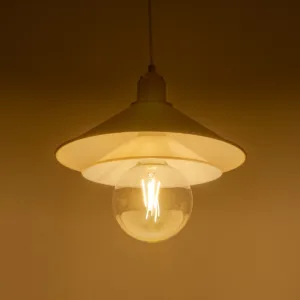 GloboStar® FERRO 203-0268 Μοντέρνο Κρεμαστό Φωτιστικό Καμπάνα Μονόφωτο 1 x E27 IP20 Λευκό & Χρυσό Πλαστικό - Μ22 x Π22 x Υ83cm