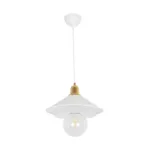 GloboStar® FERRO 203-0268 Μοντέρνο Κρεμαστό Φωτιστικό Καμπάνα Μονόφωτο 1 x E27 IP20 Λευκό & Χρυσό Πλαστικό - Μ22 x Π22 x Υ83cm - Image 2