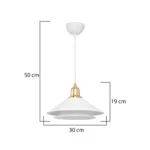 GloboStar® FERRO 203-0268 Μοντέρνο Κρεμαστό Φωτιστικό Καμπάνα Μονόφωτο 1 x E27 IP20 Λευκό & Χρυσό Πλαστικό - Μ22 x Π22 x Υ83cm - Image 10