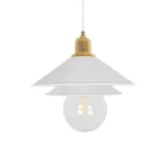 GloboStar® FERRO 203-0268 Μοντέρνο Κρεμαστό Φωτιστικό Καμπάνα Μονόφωτο 1 x E27 IP20 Λευκό & Χρυσό Πλαστικό - Μ22 x Π22 x Υ83cm - Image 3