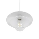 GloboStar® FERRO 203-0268 Μοντέρνο Κρεμαστό Φωτιστικό Καμπάνα Μονόφωτο 1 x E27 IP20 Λευκό & Χρυσό Πλαστικό - Μ22 x Π22 x Υ83cm - Image 4