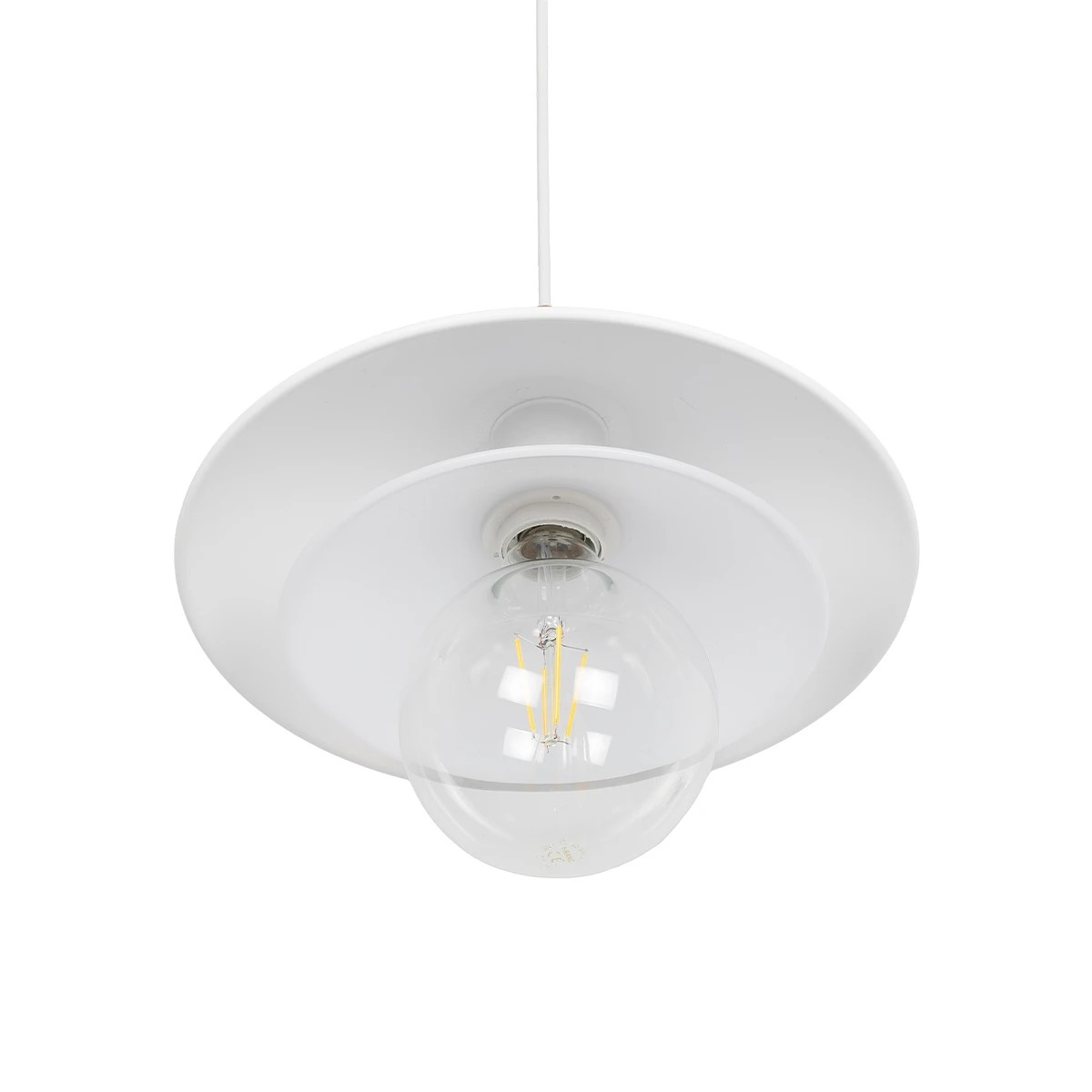 GloboStar® FERRO 203-0268 Μοντέρνο Κρεμαστό Φωτιστικό Καμπάνα Μονόφωτο 1 x E27 IP20 Λευκό & Χρυσό Πλαστικό - Μ22 x Π22 x Υ83cm - Image 4