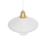 GloboStar® FERRO 203-0268 Μοντέρνο Κρεμαστό Φωτιστικό Καμπάνα Μονόφωτο 1 x E27 IP20 Λευκό & Χρυσό Πλαστικό - Μ22 x Π22 x Υ83cm - Image 5