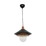 GloboStar® FERRO 203-0269 Μοντέρνο Κρεμαστό Φωτιστικό Καμπάνα Μονόφωτο 1 x E27 IP20 Μαύρο & Χάλκινο Πλαστικό - Μ22 x Π22 x Υ83cm - Image 2