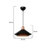 GloboStar® FERRO 203-0269 Μοντέρνο Κρεμαστό Φωτιστικό Καμπάνα Μονόφωτο 1 x E27 IP20 Μαύρο & Χάλκινο Πλαστικό - Μ22 x Π22 x Υ83cm - Image 10