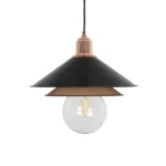 GloboStar® FERRO 203-0269 Μοντέρνο Κρεμαστό Φωτιστικό Καμπάνα Μονόφωτο 1 x E27 IP20 Μαύρο & Χάλκινο Πλαστικό - Μ22 x Π22 x Υ83cm - Image 3