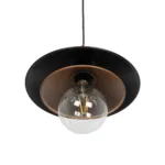 GloboStar® FERRO 203-0269 Μοντέρνο Κρεμαστό Φωτιστικό Καμπάνα Μονόφωτο 1 x E27 IP20 Μαύρο & Χάλκινο Πλαστικό - Μ22 x Π22 x Υ83cm - Image 4