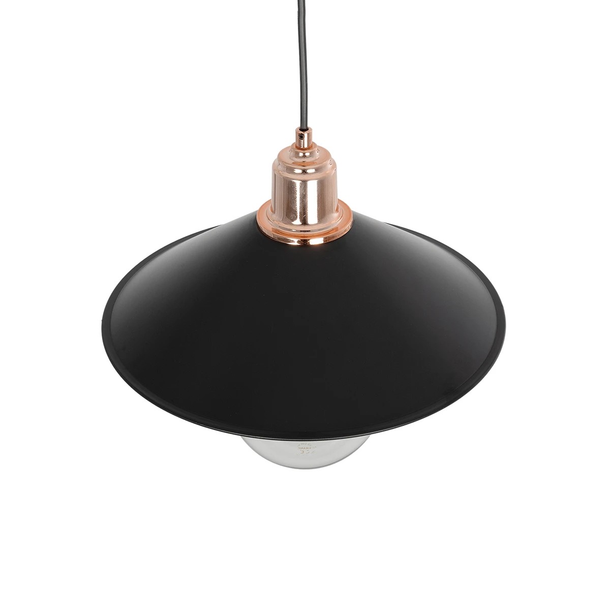 GloboStar® FERRO 203-0269 Μοντέρνο Κρεμαστό Φωτιστικό Καμπάνα Μονόφωτο 1 x E27 IP20 Μαύρο & Χάλκινο Πλαστικό - Μ22 x Π22 x Υ83cm - Image 5