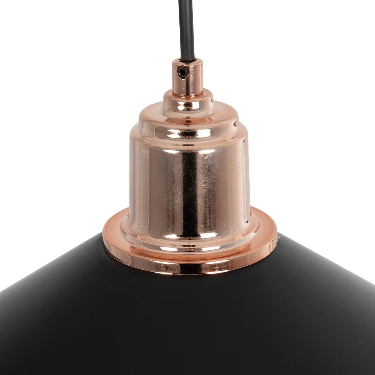 GloboStar® FERRO 203-0269 Μοντέρνο Κρεμαστό Φωτιστικό Καμπάνα Μονόφωτο 1 x E27 IP20 Μαύρο & Χάλκινο Πλαστικό - Μ22 x Π22 x Υ83cm - Image 6