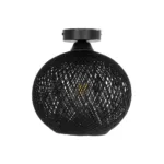 GloboStar® CORDER 203-0271 Μοντέρνο Φωτιστικό Οροφής Μπάλα Μονόφωτο 1 x E27 IP20 Μαύρο Σχοίνι - Μ26 x Π26 x Υ30cm - Image 2