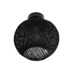 GloboStar® CORDER 203-0271 Μοντέρνο Φωτιστικό Οροφής Μπάλα Μονόφωτο 1 x E27 IP20 Μαύρο Σχοίνι - Μ26 x Π26 x Υ30cm - Image 3