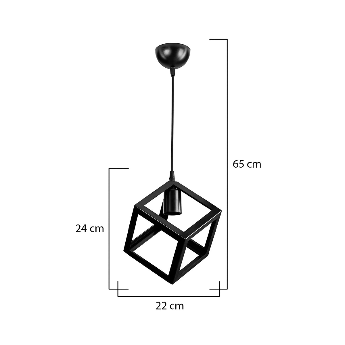 GloboStar® DISE 203-0274 Μοντέρνο Κρεμαστό Φωτιστικό Κύβος Μονόφωτο 1 x E27 IP20 Μαύρο Πλαστικό - Μ18 x Π18 x Υ68cm - Image 3