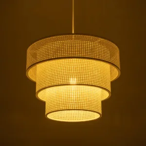 GloboStar® LEVEL 203-0275 Μοντέρνο Κρεμαστό Φωτιστικό Καπέλο Μονόφωτο 1 x E27 IP20 Λευκό Διάτρητο Ύφασμα - Μ30 x Π30 x Υ90cm