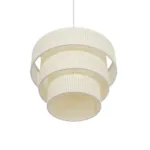 GloboStar® LEVEL 203-0275 Μοντέρνο Κρεμαστό Φωτιστικό Καπέλο Μονόφωτο 1 x E27 IP20 Λευκό Διάτρητο Ύφασμα - Μ30 x Π30 x Υ90cm - Image 4