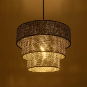 GloboStar® LEVEL 203-0276 Μοντέρνο Κρεμαστό Φωτιστικό Καπέλο Μονόφωτο 1 x E27 IP20 Γκρι Διάτρητο Ύφασμα - Μ30 x Π30 x Υ90cm