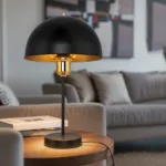 GLOBOSTAR® GAZETA 203-0299 Μοντέρνο Επιτραπέζιο Φωτιστικό Πορτατίφ με Ντουί 1 x E27 AC 220-240V IP20 - Μαύρο & Μπρονζέ - Μ25 x Π25 x Υ39cm - Image 4