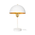 GLOBOSTAR® GAZETA 203-0302 Μοντέρνο Επιτραπέζιο Φωτιστικό Πορτατίφ με Ντουί 1 x E27 AC 220-240V IP20 - Λευκό & Χρυσό  - Μ25 x Π25 x Υ39cm - Image 2